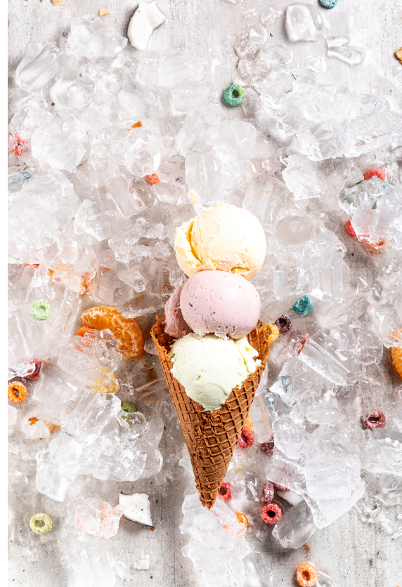A scoop of homemade artisan strawberry ice cream